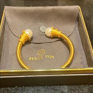 Julie Vos Gold Bracelet with Pearl Ends